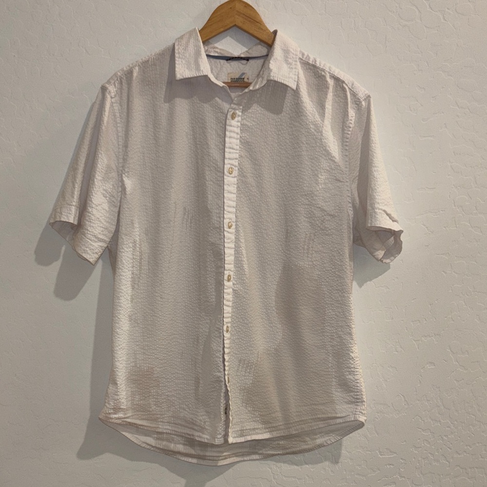 Fair Harbor Men's White Short Sleeve Button Down Shirt
